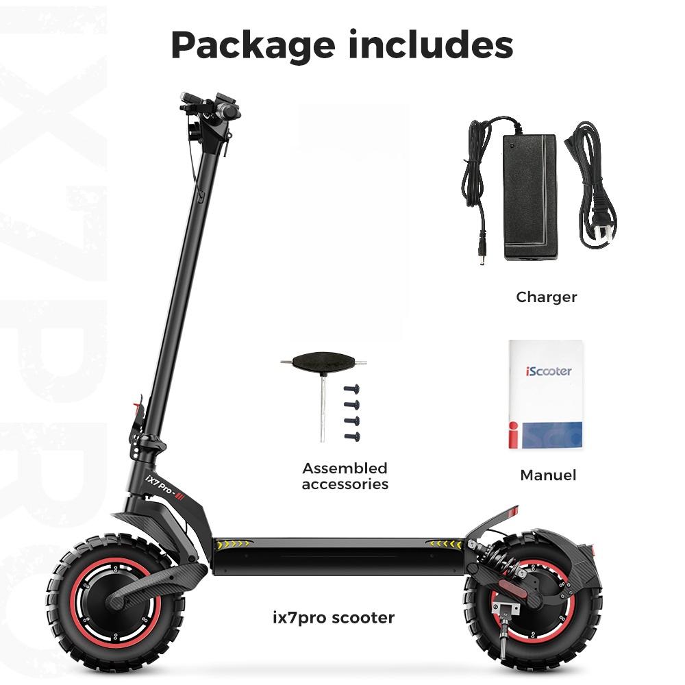 iScooter iX7 PRO Dual-Drive Electric Scooter - 2000W Total Power, 60km Range, 10" Off-Road Tires & Dual Suspension for All-Terrain