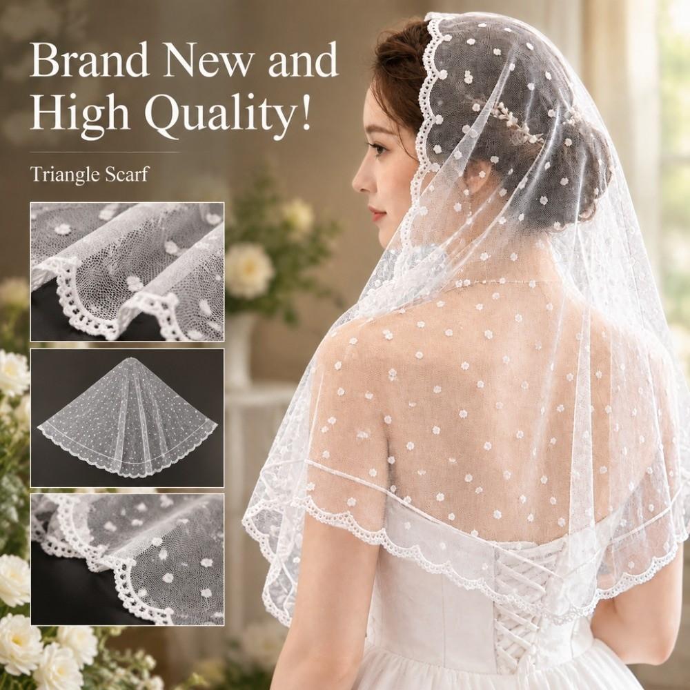 Polka Dot Triangle Scarf Vintage Style Head Scarf Elegant Bridal Veil Bridal Shoot