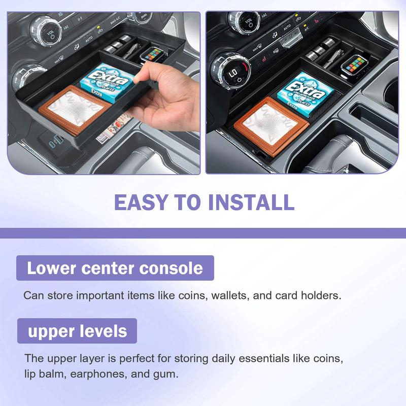 Center Console Organizer for -2025 Ford F150 Front Hidden Storage Box Tray UBS Hole Shifter Pocket Organizer Car Accessories