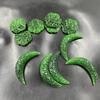 Green Crescent Moon Pendant: Double-Sided Hollow Carved Double Dragon Fu Ornament