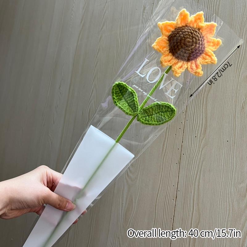 Knitted Flowers Hand-Woven Artificial Flowers Crochet Woven Tulips Finished Handmade Knitting Flower Home Garden Decorative