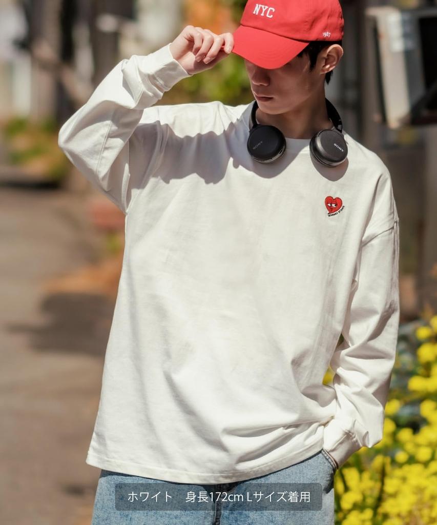 [IMPROVES] [SIDEWAYSTANCE] Embroidered Heart Long Sleeve T-Shirt