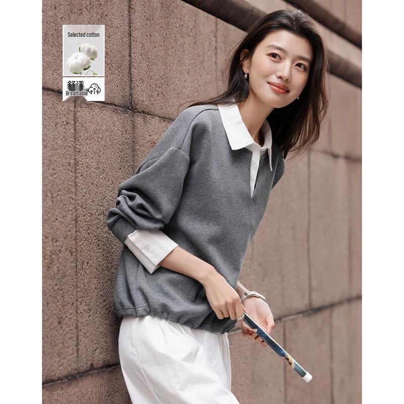 Demana Air Layer Faux Two-Piece Spliced Sweatshirt M