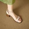 Jade Rabbit with sandals for women's summer wear, stepping on shit, medium heel thick heel soft sole French high heels with skirt