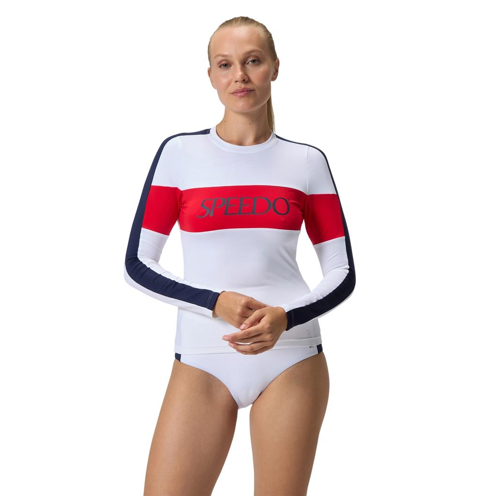 Speedo Womens/Ladies Colour Block Logo Long-Sleeved Rash Top