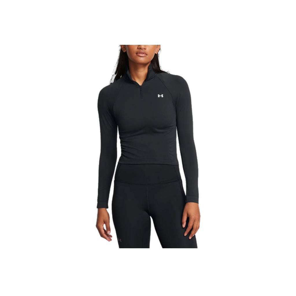 Under Armour Vanish Seamless Solid Color Breathable Short Sports Top Women Tops Black 1384405-001