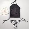 23-Year Coconut Tree Print Halter Neck Tie-Up Tummy Control Plus Size Women's Bikini