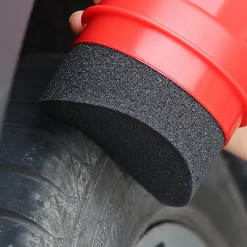 Zakrzywiona gąbka do polerowania opon Gąbka do woskowania opon samochodowych z pokrywką Narzędzie do czyszczenia konturów kół samochodowych Gąbka o dużej gęstości