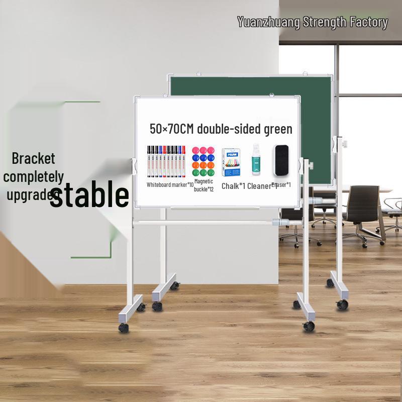 Double-Sided Magnetic Whiteboard & Chalkboard with Mobile Stand for Home, Teaching, and Office Use