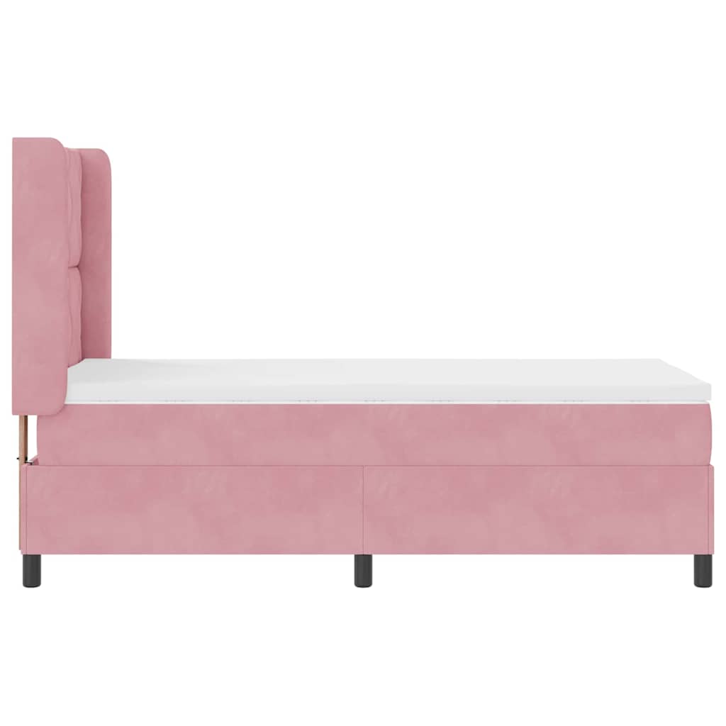 Box Spring Bed with Headboard Pink 100 x 200 cm Velvet