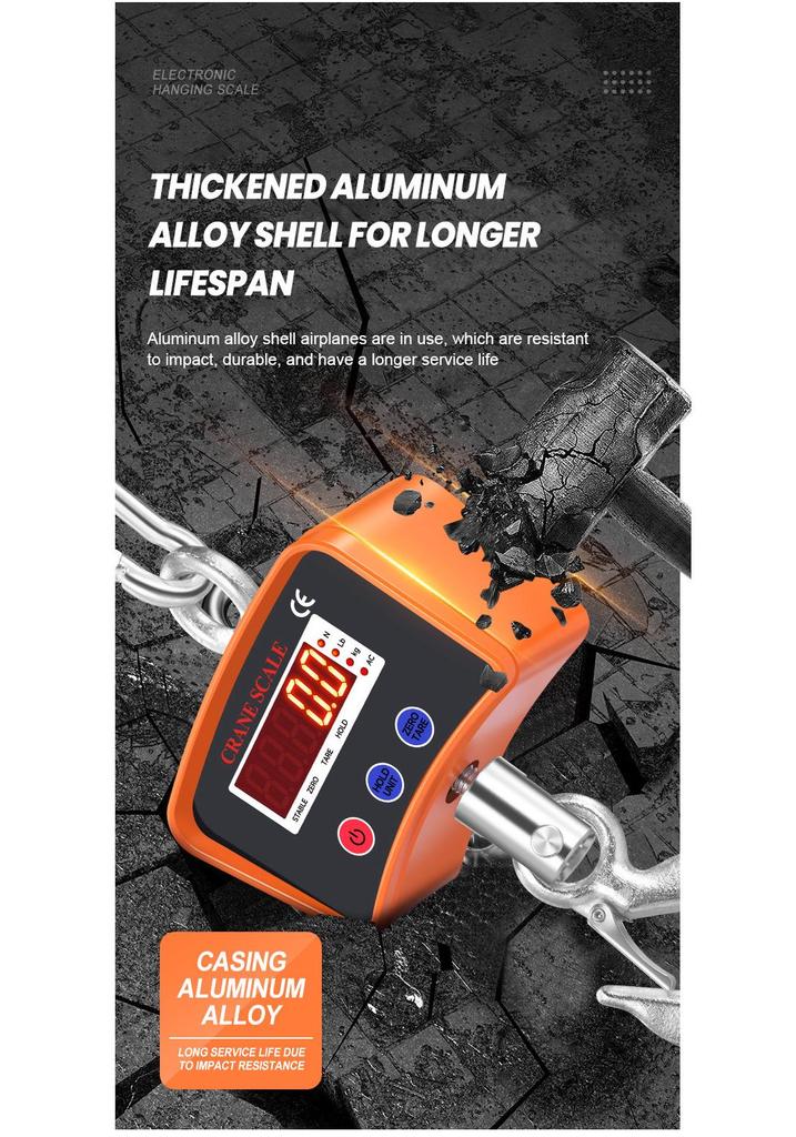 500kg/1t LED Crane Scale - Digital Hanging Hook Scale for Lifting