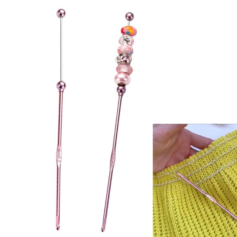 5 Pcs Beads Crochet Hook Set Metal Crochet Needle Handmade Knitting Needle Handmade Crochet Needle for Craft Project