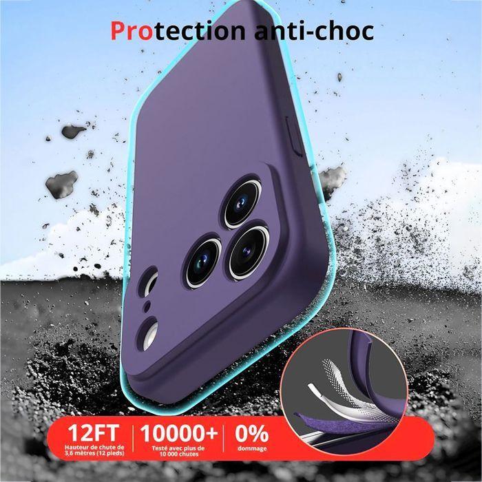 Coque + 2 Verres Trempés pour iPhone 18 Pro, Protection Silicone Souple Anti-Rayures - Violet Foncé