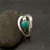 Huajie Women's Classic Loop Design Imitating Turquoise Inlay Rings Elegant Retro Female Copper Ring  Trendy