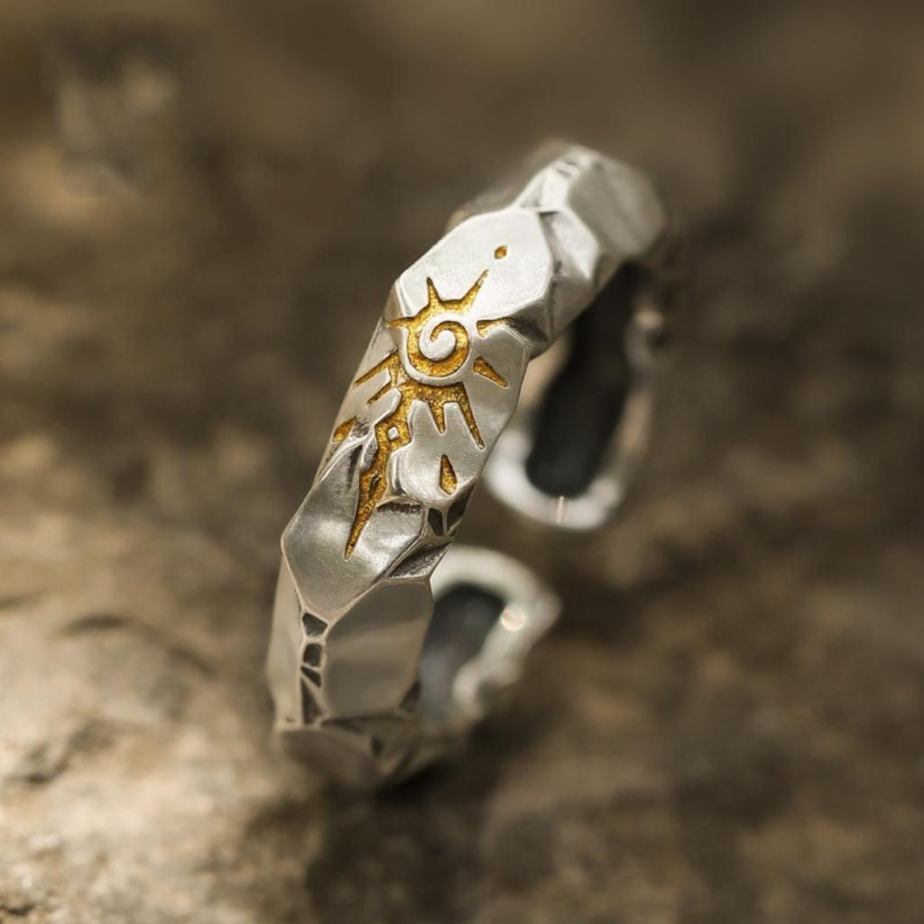 Anello Totem Pietra dei Desideri Regolabile, Gioielli Punk in Acciaio Inossidabile per Donne Uomini, Vestibilità Comoda Usura Quotidiana Idea Regalo