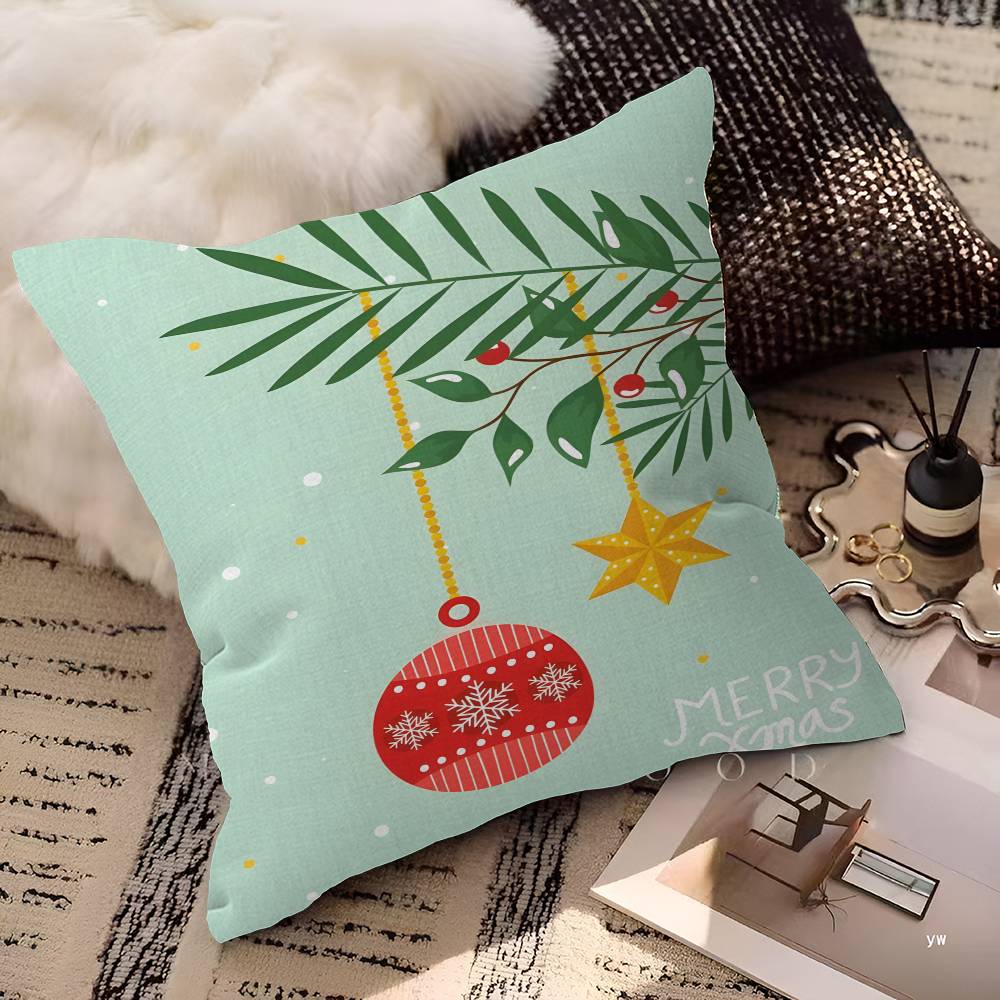 Christmas Tree Ball Decoration Pillow Case Cushion Cover Car Throw Pillow Case For Sofa Car Christmas Gift 40x40cm 45x45cm