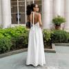 Women Floral V Neck Boho Maxi Dress Halter Tie Flowy A Line Beach Wedding Guest Dresses Tiered Sundress with Pockets