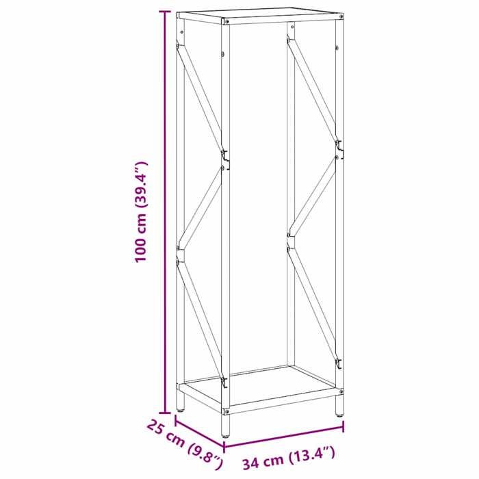 VidaXL Anthracite Firewood Rack 34x25x100 Cm, Fireplace Log Holder, Log Holder, Log Rack 864325