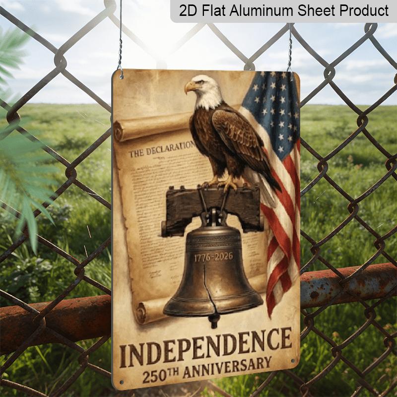 2D Flat, 7.87*11.8 Inch Retro America 250th Anniversary Aluminum Wall Sign - Suitable for All Indoor/Outdoor Decoration, Commemorative Plaque with