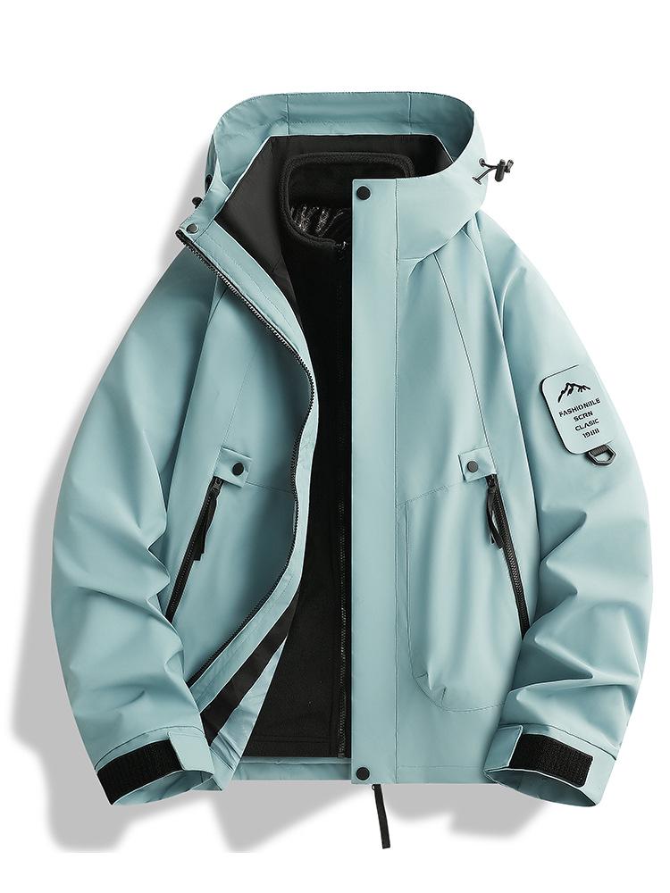 Skijacke Set: Schwarz-Gold-Fleece Warme Innenlage mit 75D Doppelwarp-Schuss, Drei-in-Eins-Design für Paare