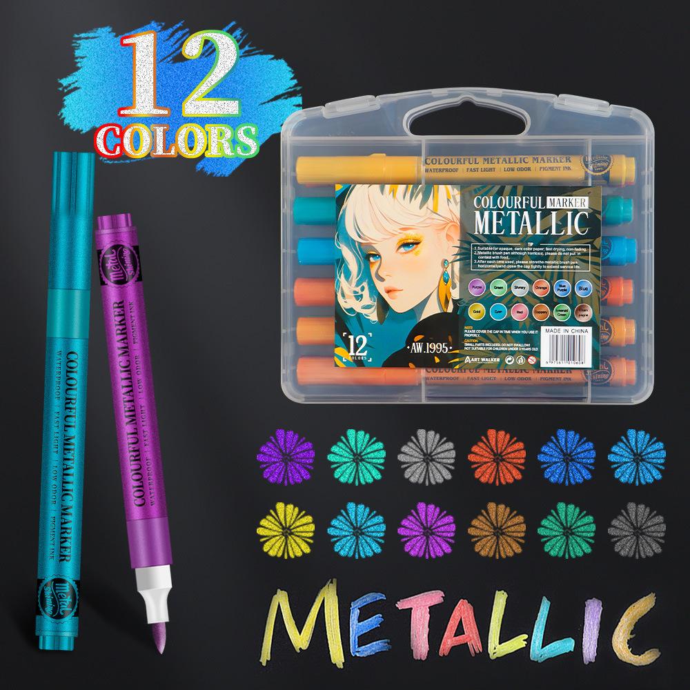 Glitter Metallic 6mm Tip Air Erasable Paper Pen DIY Journal Greeting Card Calligraphy Marker 12 Colors Digital Marker Pens