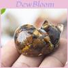 Small Resin Cat Figurine With Natural Crystal Chips For Home Office Desk Decor Gift Ideas