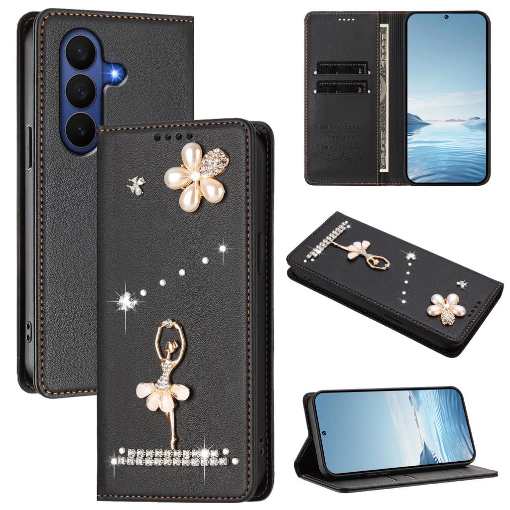 Luxury Diamond Cute Cards Solt Wallet Leather Phone Case For Samsung Galaxy Z Fold 7 6 5 4 3 Flip Bag Pocket Kickstand Cover