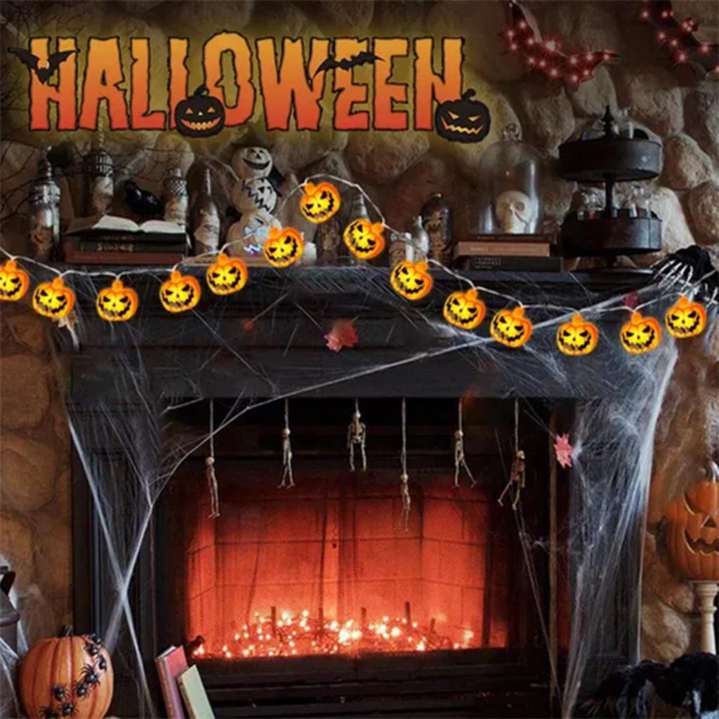 1pc Halloween 10/20 LED Single Layer Pumpkin String Lights Battery Operated For Home Indoor Outdoor Halloween Party Decoration