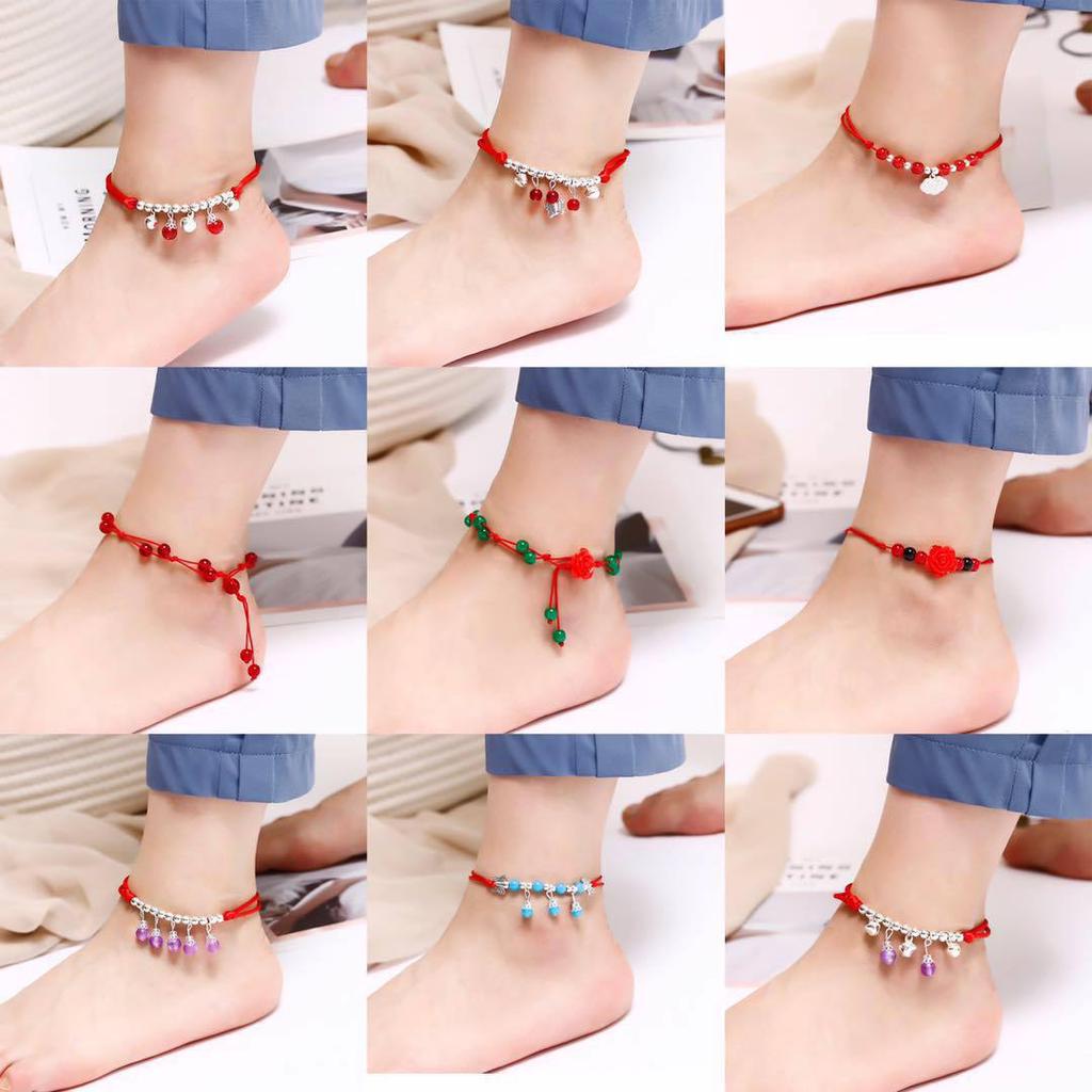 Jl61 Simple Bell Red Rope Anklet, Hand-Woven Ethnic Style Anklet Foot Decoration, Natal Year Anklet