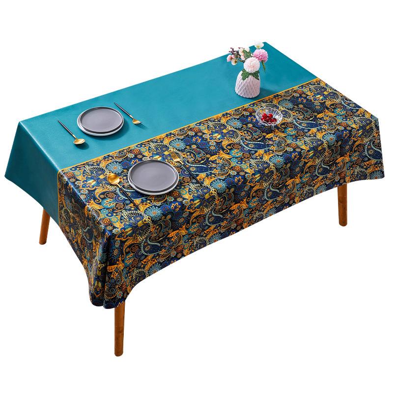 Bohemian Tablecloth Waterproof, Oil-Proof And Anti-Scalding Leave-In Rectangular Tablecloth Ethnic Style Coffee Table Cloth Household