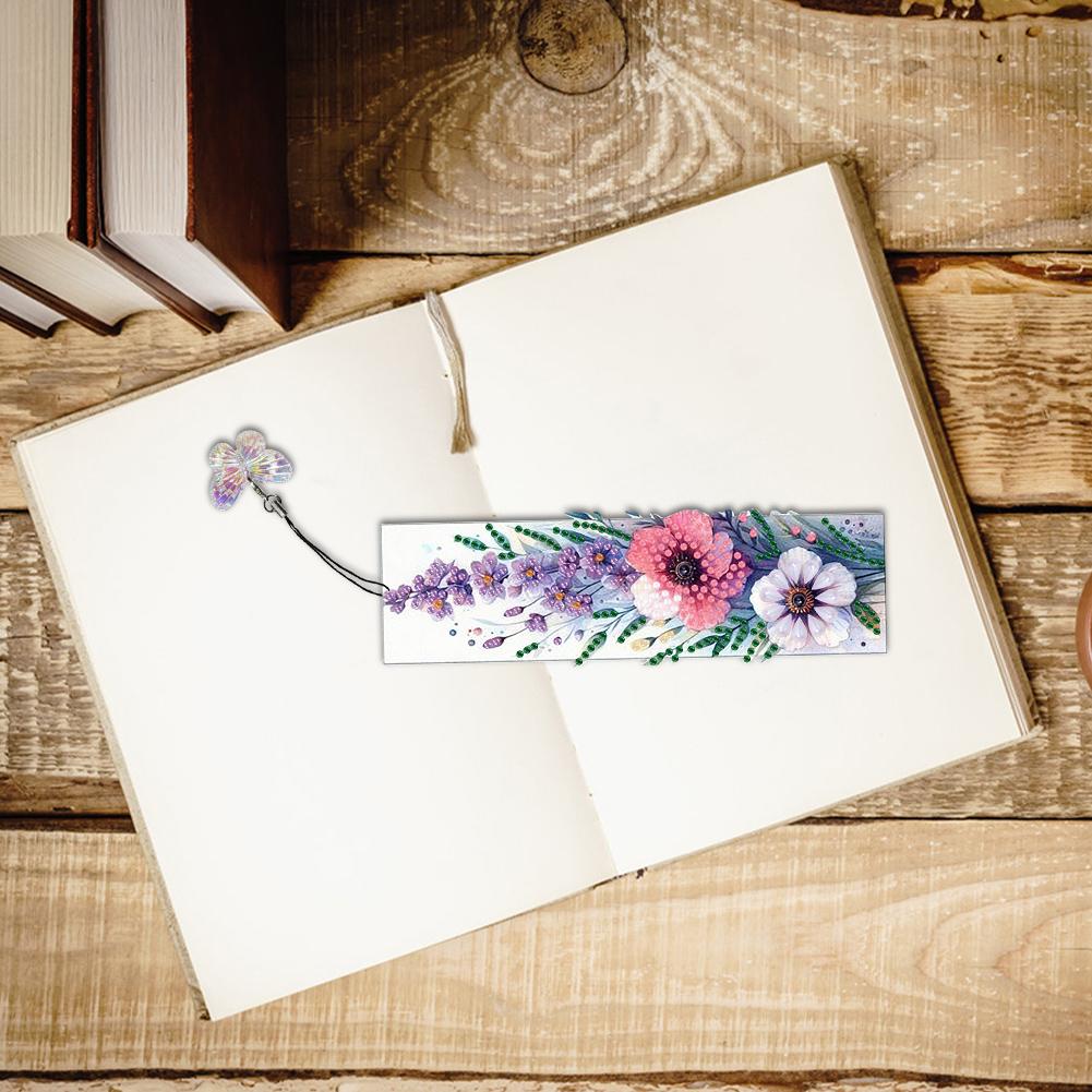 3Pcs Flower Themed DIY Diamond Bookmark Art Projects Diamond Art Bookmark Diamond Painting Art Bookmarks for Reading Enthusiasts