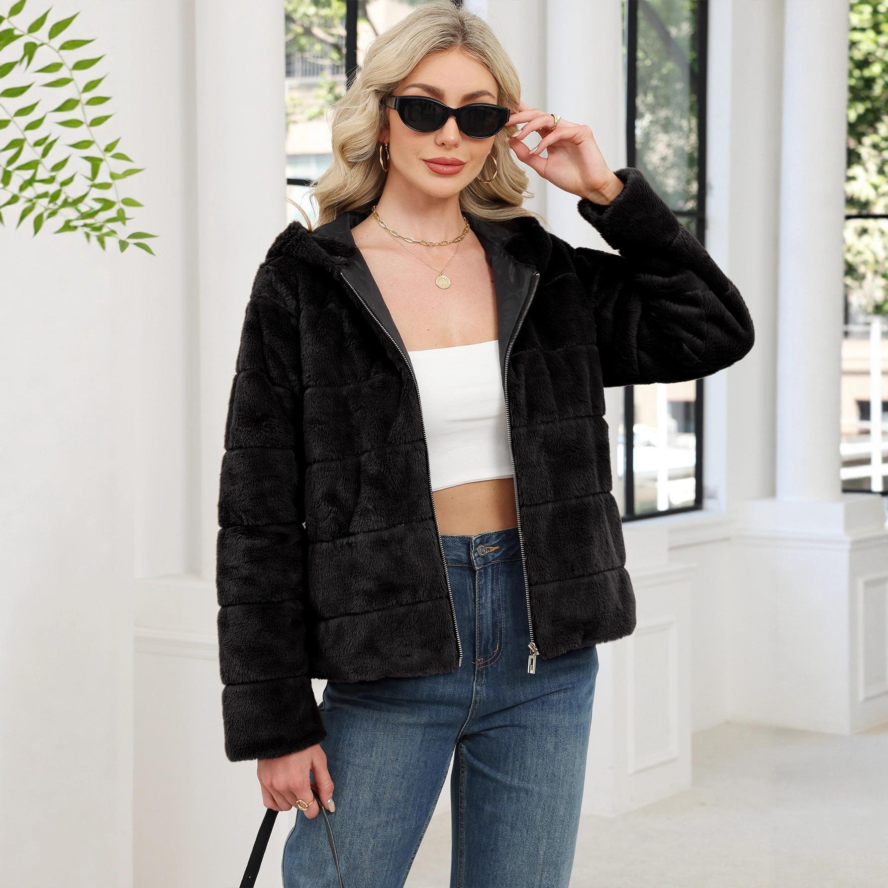 

1 Новая теплая куртка из искусственного кроличьего меха для осени и зимы, женская куртка из искусственного меха XXXL чёрный