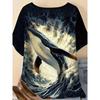 Casual Fashion Simple Abstract Painting Animal Sea Dolphin Breathable 3D Printed Round Neck Short Sleeve T-shirt Casual Sports Shirt
