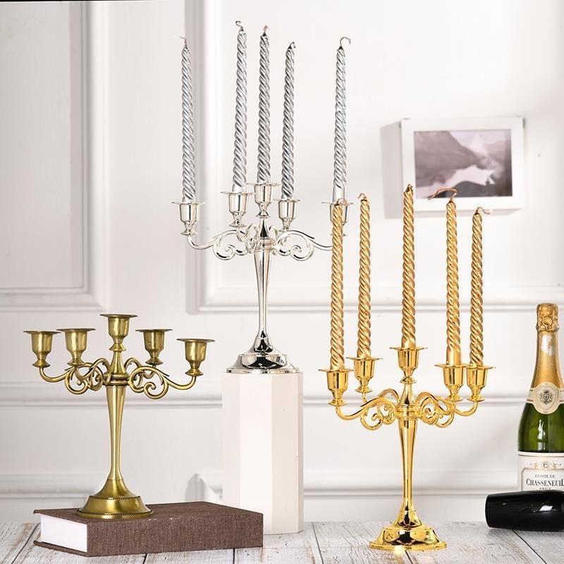 

European-Style Candlestick for Restaurant, Bar, or Wedding Decor American 3-head Silver Candlestick