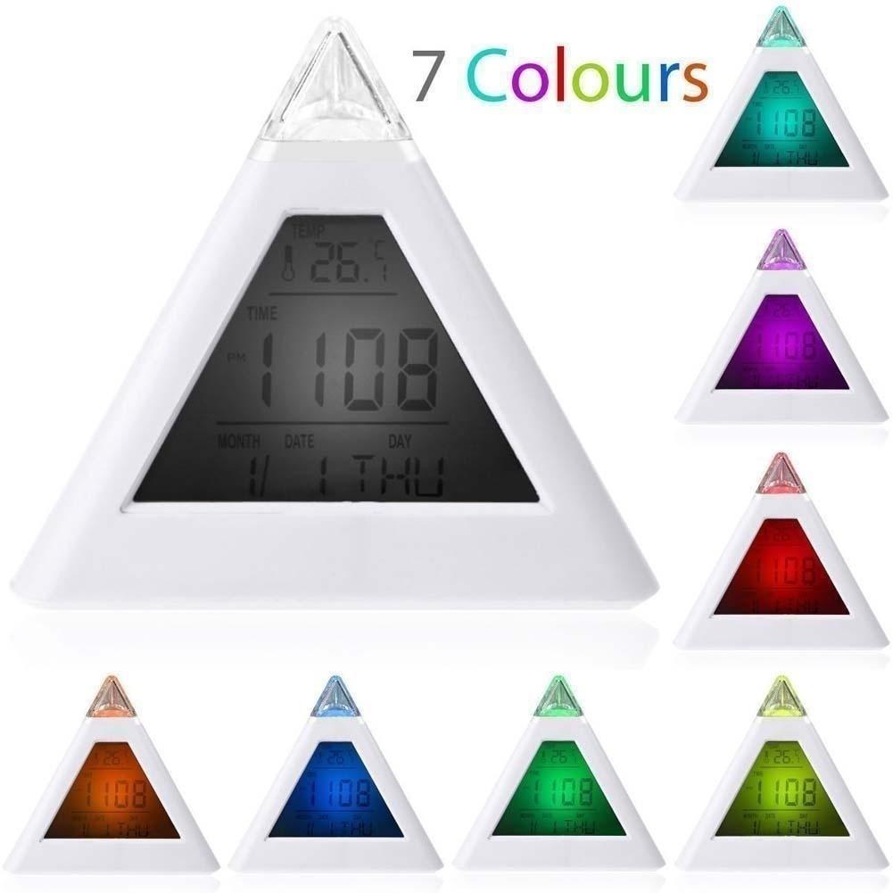 LED Decor 7 Change Color Alarm Clock Mute Electronic Clock Office Desk Clock