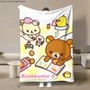 Anime Cute Cartoon R-Rilakkuma Flannel Blanket Fluffy Children and Adults Sofa Plush Bedspread Throw Lunch Blanket for Sofa Bed