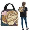 Purple Flower Vintage Pattern Insulated Lunch Bag for Women Children Portable Food Boxes Thermal Lunch Box Tote