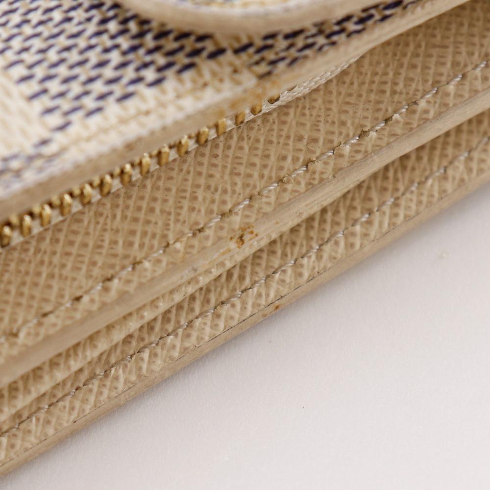 LOUIS VUITTON Portefeiulle Joy Bi-Fold Wallet N60030 Damier Azur Canvas Women Used