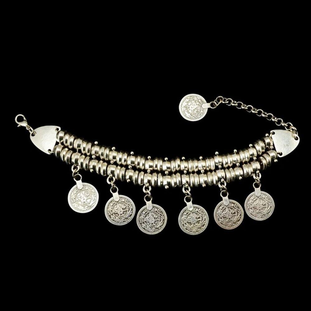 Armband im afghanischen Stil, Vintage, silberfarben, ethnische Armbänder, türkisches Armband, ethnische Mode
