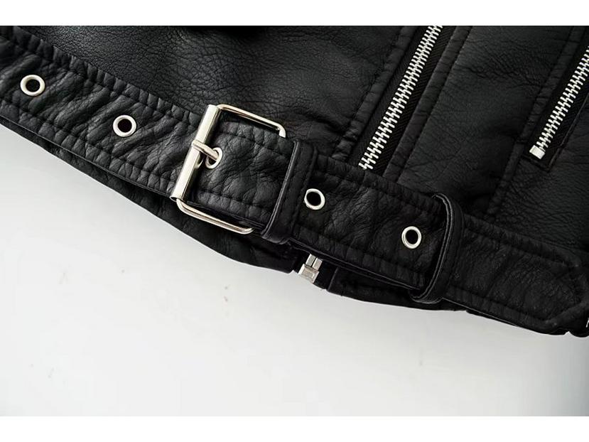 Women's Autumn/Winter PU Leather Motorcycle Jacket – Korean Style Slim Fit Short Coat