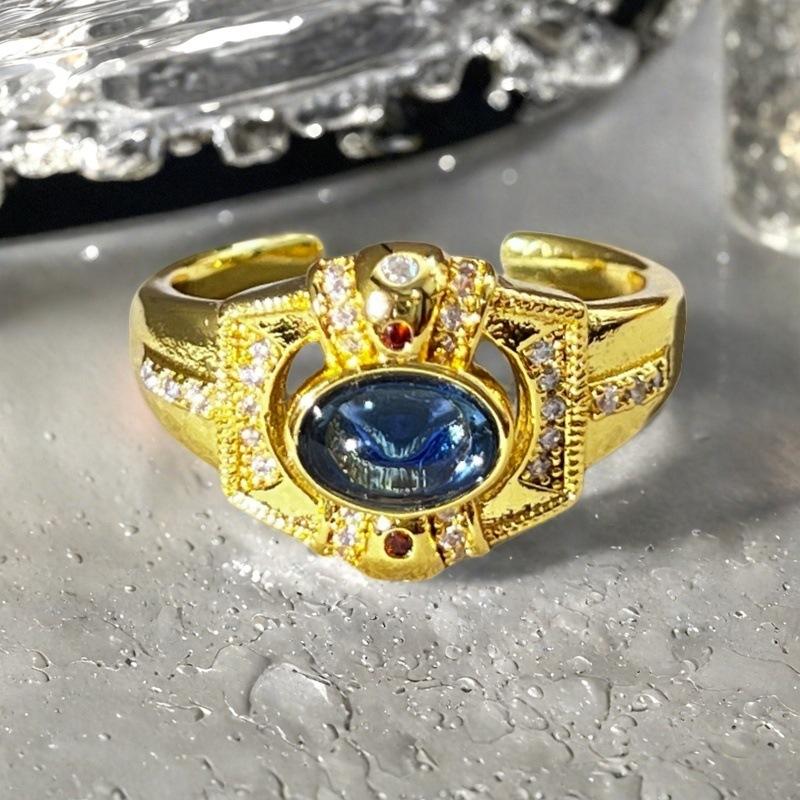 Three-Dimensional Exquisite Medieval French Retro Open Ring Luxury Light Luxury Niche Zircon Accessories Women