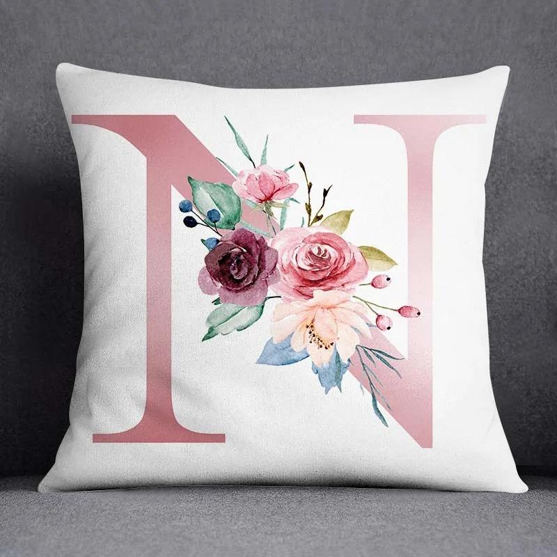 Office Living Room Home Pillowcase Simple Flower Letter Pattern Pillowcase Car Ornaments