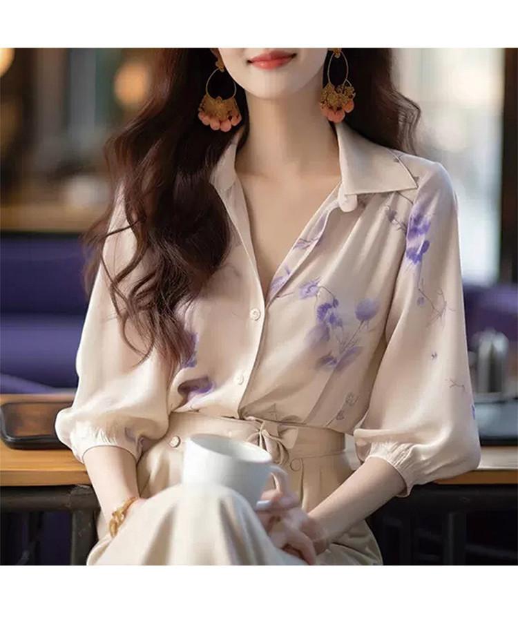 2025 Summer New French Style Floral Shirt for Women