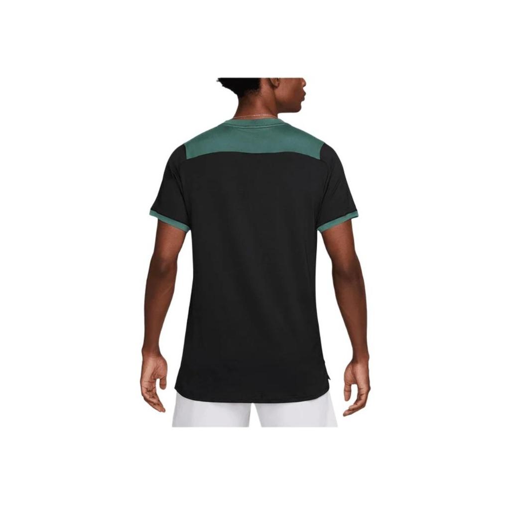 Nike Dri-Fit Tennis Top Solid Color Round Neck Short Sleeve T-Shirt Men Tops Black FD5320-010