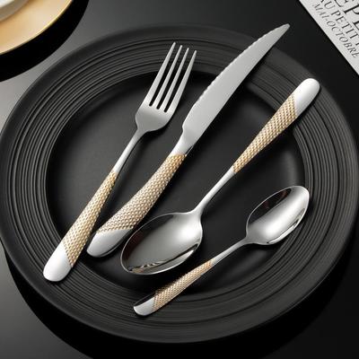 Luxury Minimalist Stainless Steel Cutlery Set: 5-Piece Knife, Fork, Spoon for Western Dining.