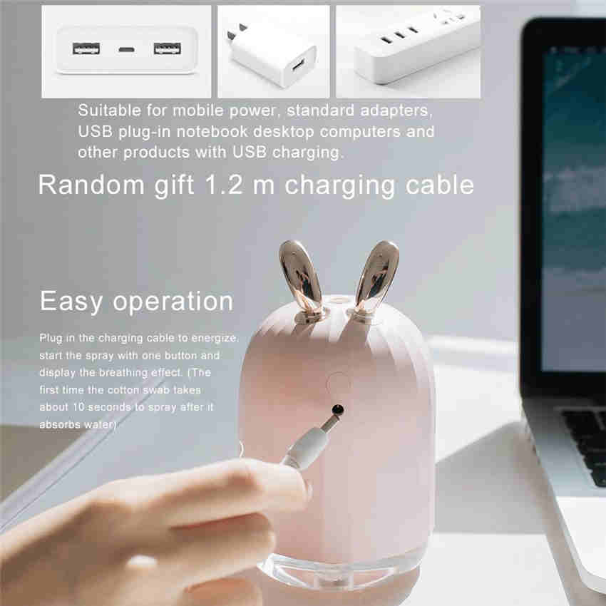 Cute Air Humidifier Ultrasonic Aroma Essential Diffuser Home Car USB Fogger Mist Maker 220 ml