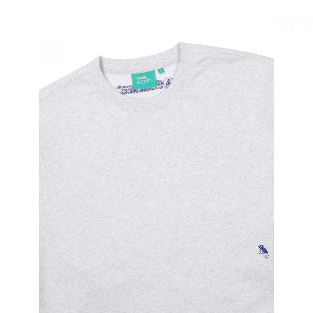 Animal Embroidery Patch Sweatshirt Melange Gray