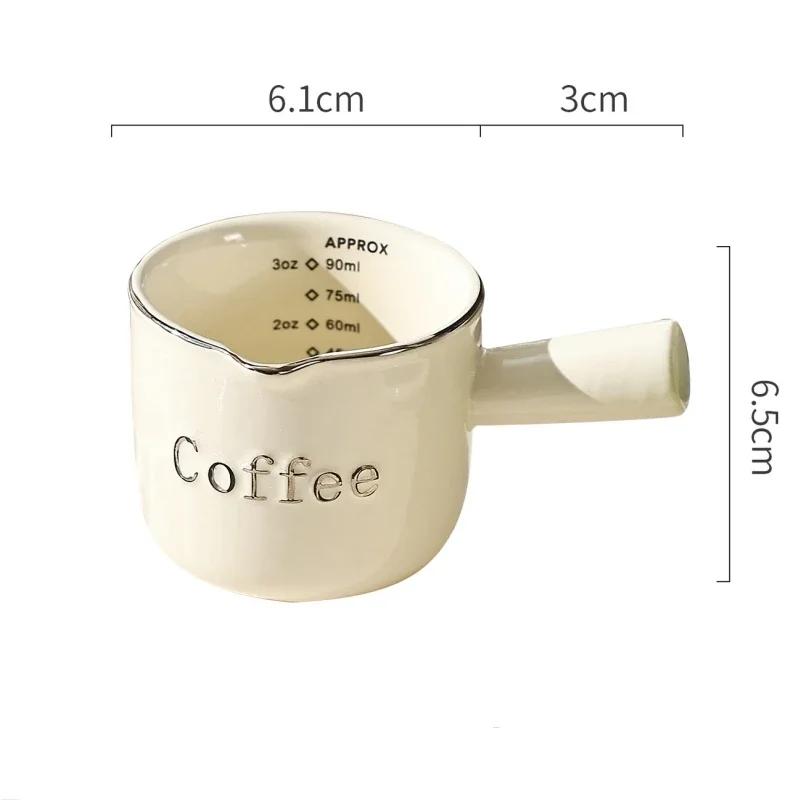 3oz/90ml High-grade Fine Ceramic Coffee Measuring Cup with Scale Extraction Cup Small Milk Cup High Color Value Espresso Cup