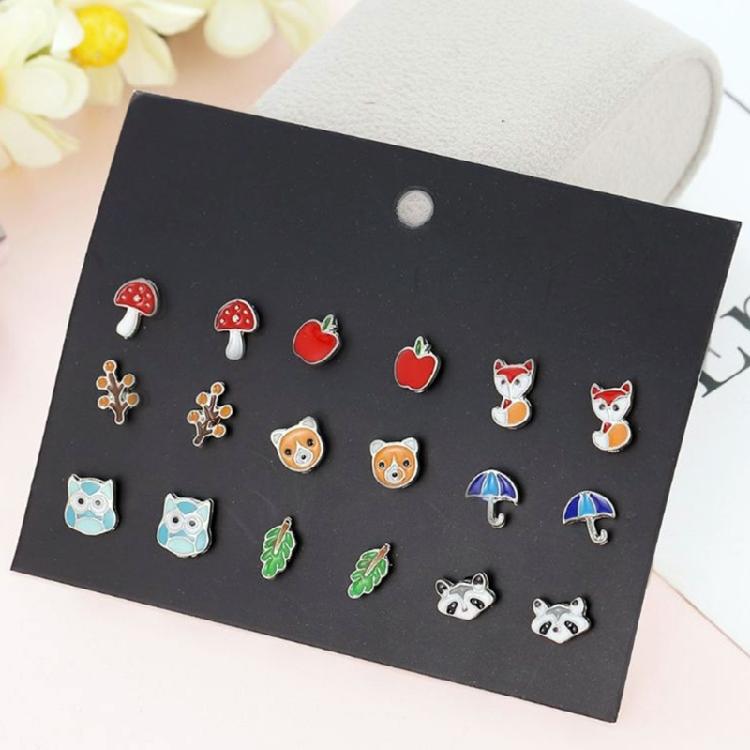 Mixed Heart Star Earrings 30-Pair Stainless Steel Umbrella Stud Earrings Jewelry