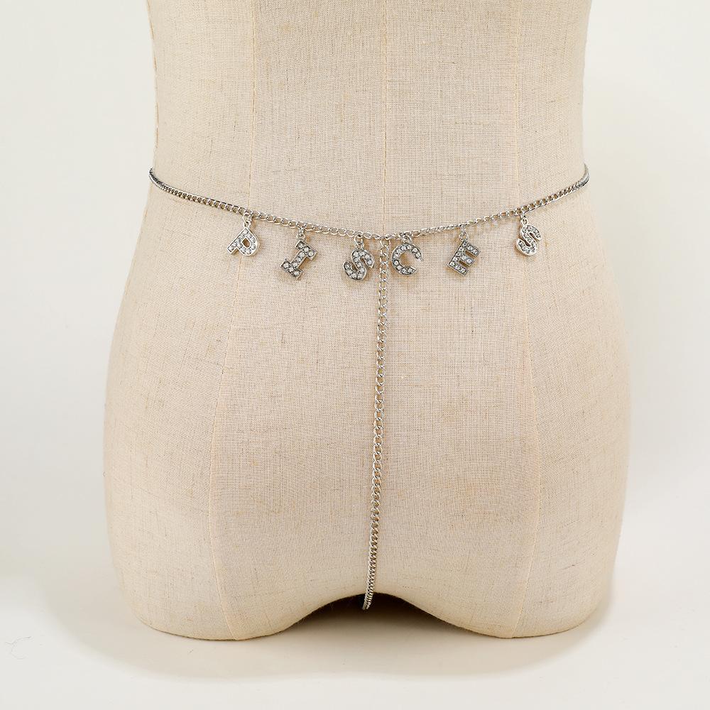 Модная цепочка на талию, многослойная хип-хоп рок-цепочка, многоэлементный алфавитный лоскутный пояс, панк-цепочка для тела